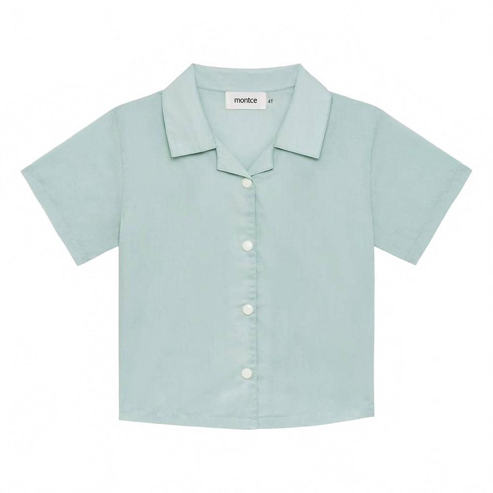 NEW MONTCE boy's mini button down shirt in powder blue